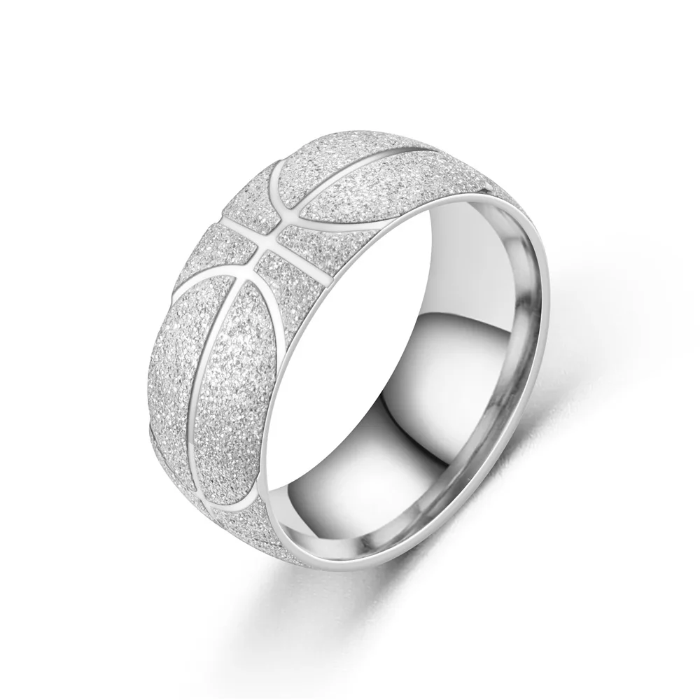 Модное мужское кольцо 2021 ювелирные изделия из нержавеющей стали трех цветов матовое Спортивное в форме баскетбола