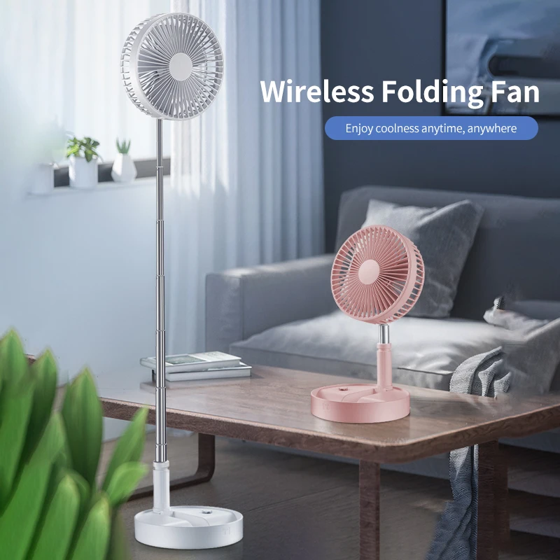 Smart Battery Level Display 8 Inches Foldable Storage Desktop Fan Home Office Rotatable Retractable Fan with Remote Control