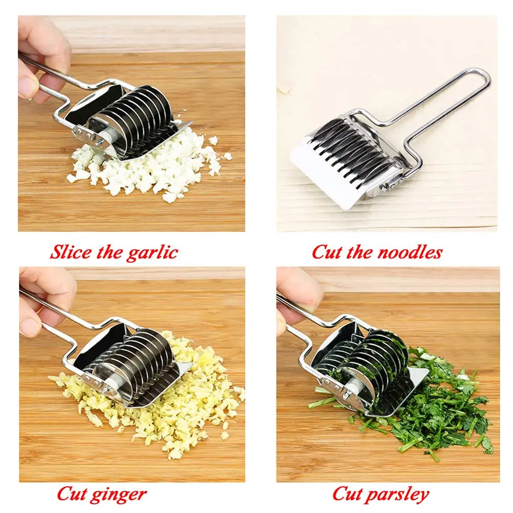 
Stainless Steel Pasta Noodle Cutter Noodle Lattice Roller Spaghetti Maker Dough Cutter 