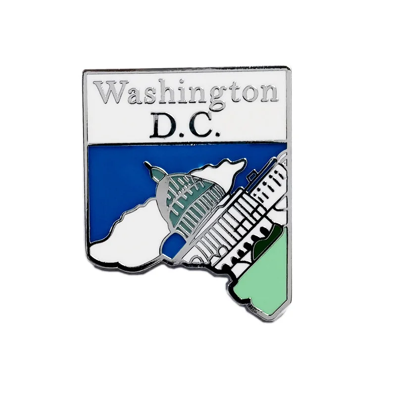 Pins Manufacturer Custom Lapel Pin American Flag Metal Badges Capitol Building Gift Souvenir Hard Soft Enamel Pins Washington DC