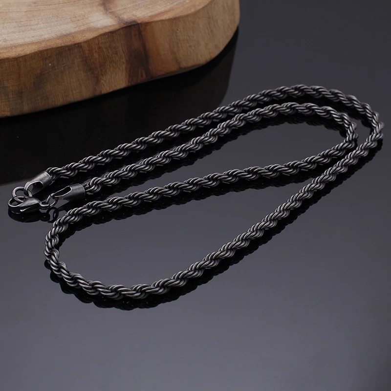 KALEN 660*4mm Necklace Men Oxidation Stainless Steel Male Choker