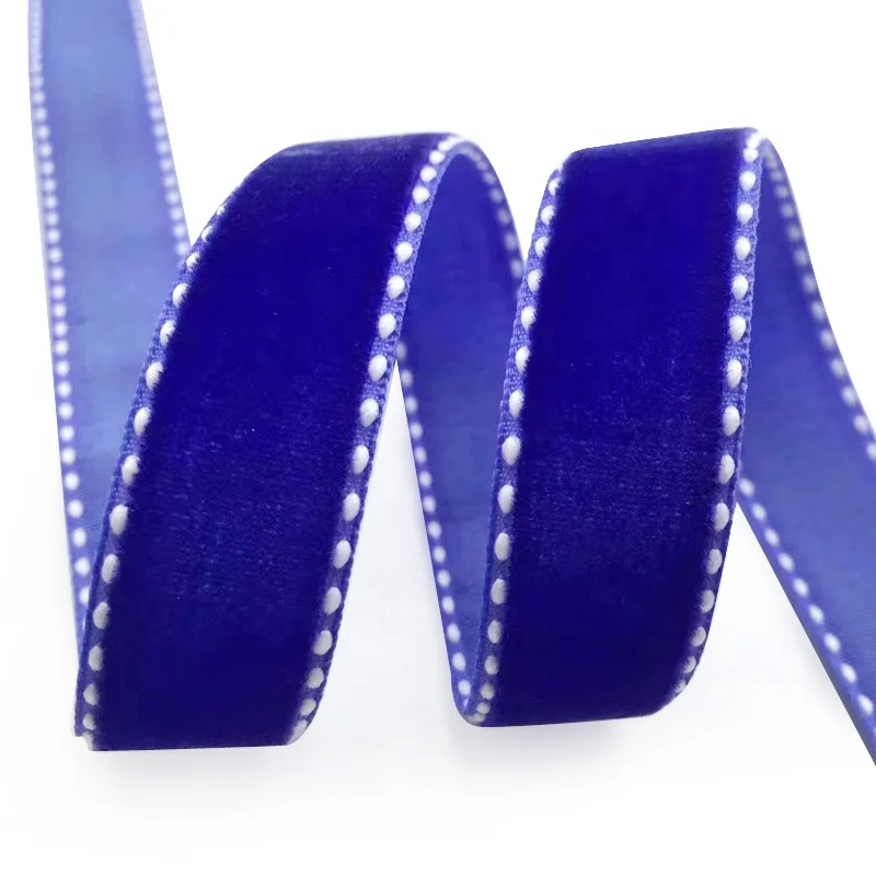 E-Magic Factory Custom color Eco-friendly high quality Single face velvet ribbon with stitching edge for DIY decoration