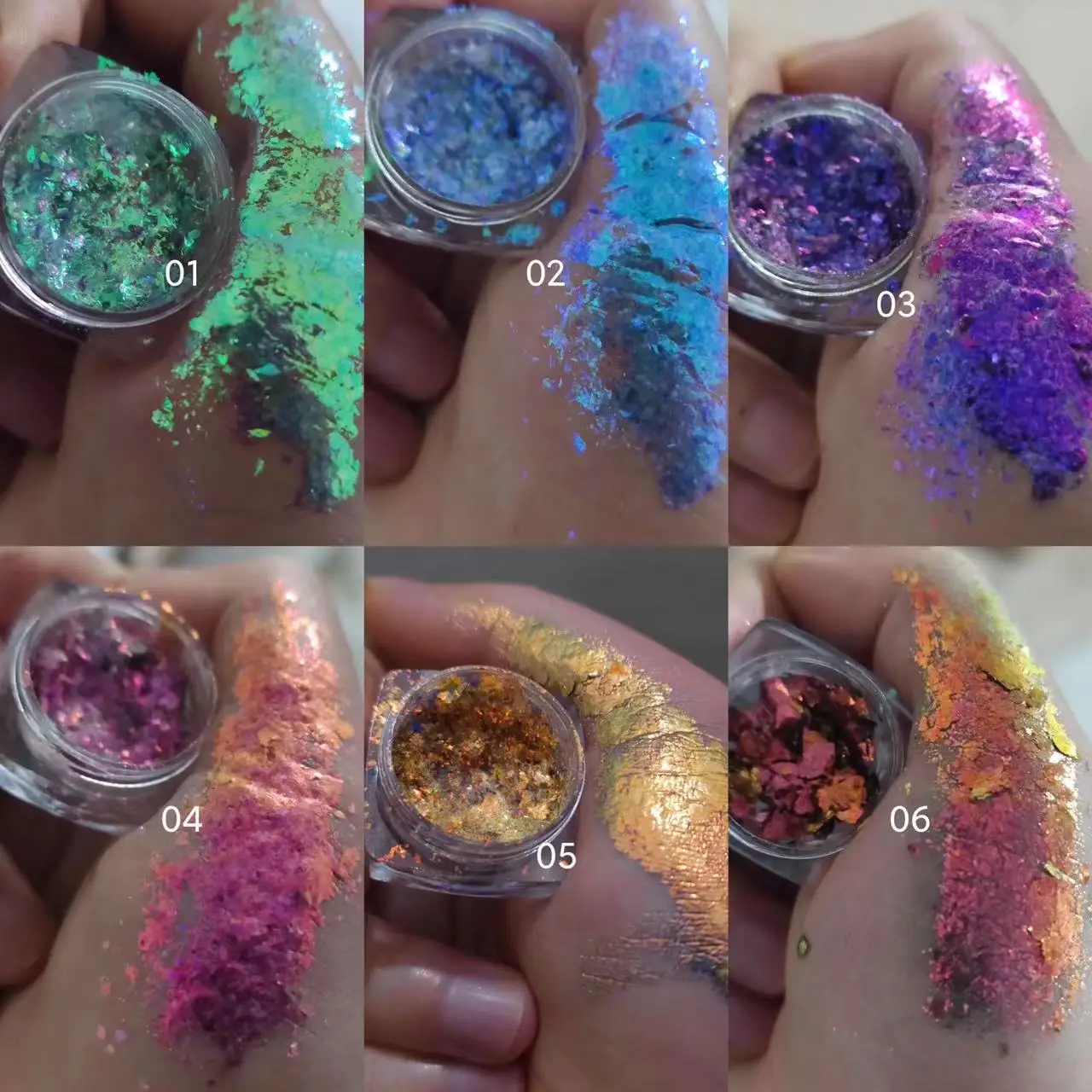 wholesale chameleon multichrome glitter lipstick multi chrome flakes eyeshadow iridescen