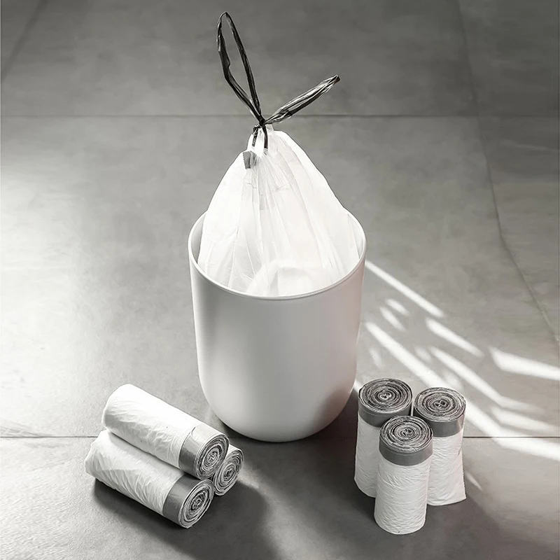 Custom disposable multicolor heavy duty pe plastic kitchen drawstring garbage bags roll with drawstring handle for trash bin