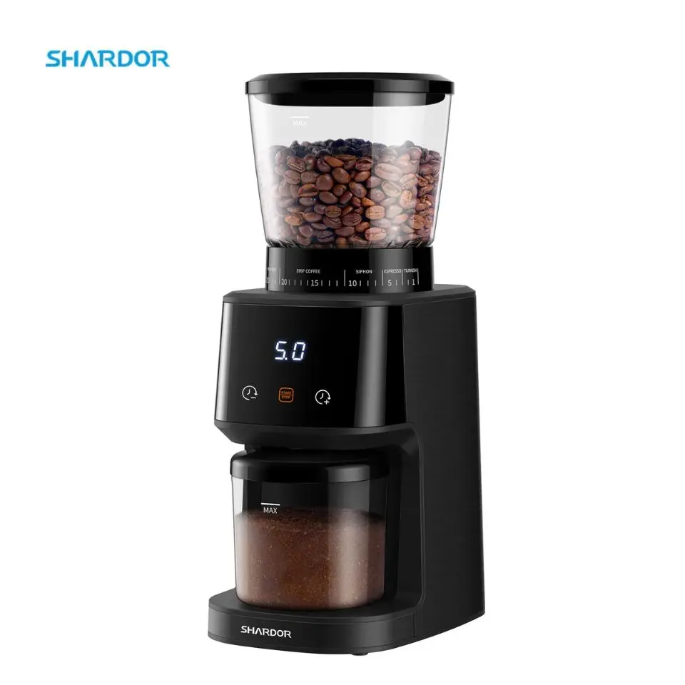 200W DC Motor Conical Burr Coffee Grinder Mess Free 8.8oz Bean Hopper 31 Grinding Setting Coffee Grinder Stainless Steel