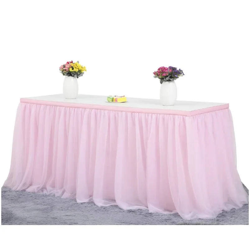 6ft Pink Tulle Table Skirt for Rectangle or Round Tables Pink Pastel Tutu Table Skirts Tablecloth