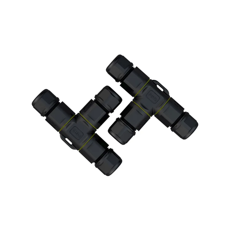 T-shaped 3-way 2pin waterproof connector 2 3 4 Pins 300V 10A IP68 electrical connector