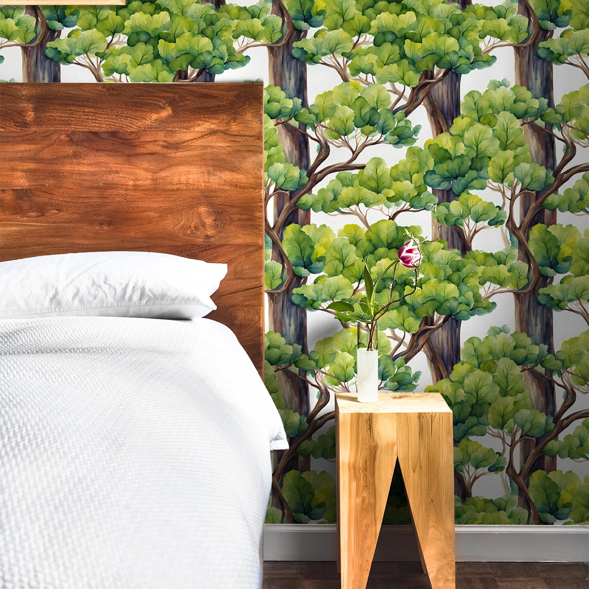 High Quality Forest Tree Wallpaper Nature Green Leaf Mural  Waterproof Wallpaper Decorative Adhesive Wallpaper