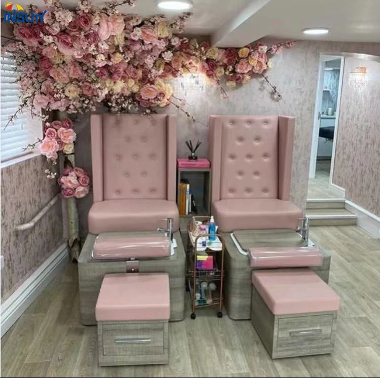 Pedicure chair luxury nail salon furniture foot massage spa chairs with bowl and tap