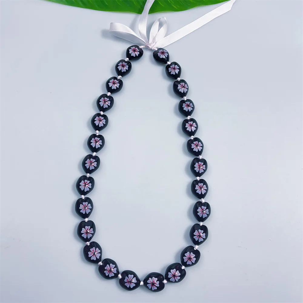 2024 Acrylic Kukui nut school  graduation lei Necklace Graduation Colored Leis Luau Weddings New lei