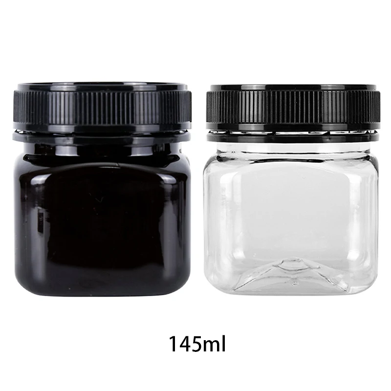 Wholesale customization Transparent Honey Bottle PET 145ml 180ml 215ml 360ml 720ml Square Anti-theft Cover Nuts Food Storage Jar
