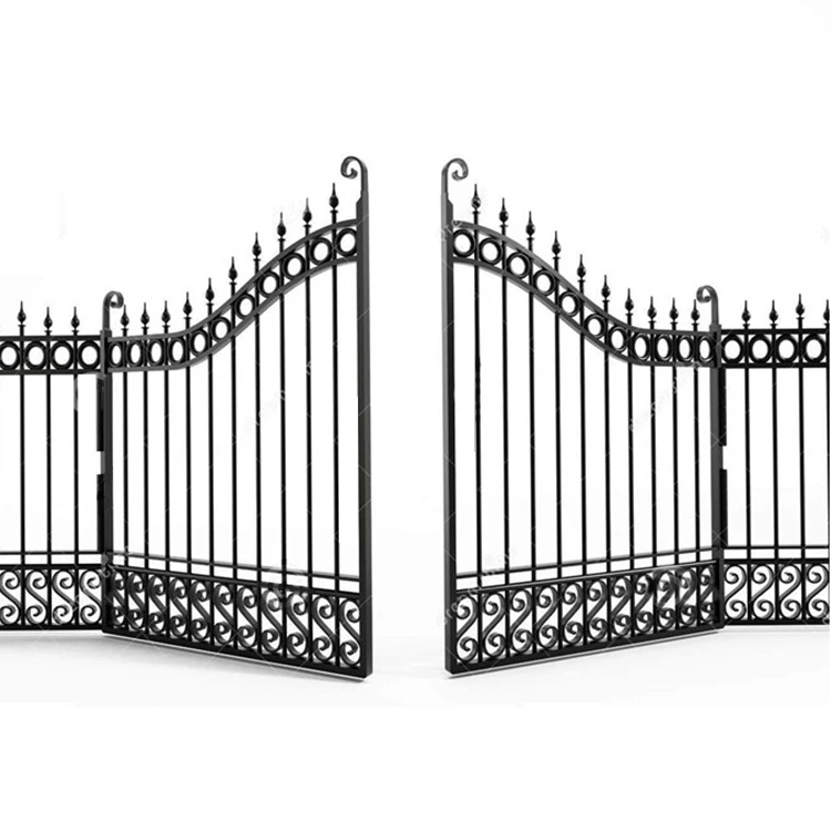 Paint Coating Customized External Villa Outdoor Main Door, Luxury Elegant Decorative Design House Entrance Wrought Iron Gate