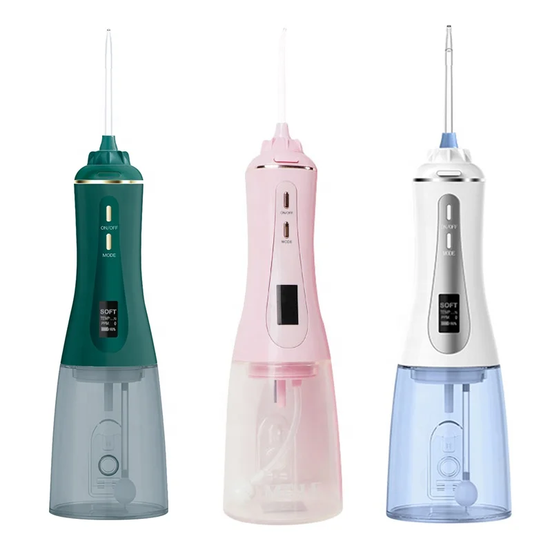 2022 New Design Pink Dental Ipx7 Waterproof 350ML Oral Electric Irrigator Water Flosser Jet For Travel