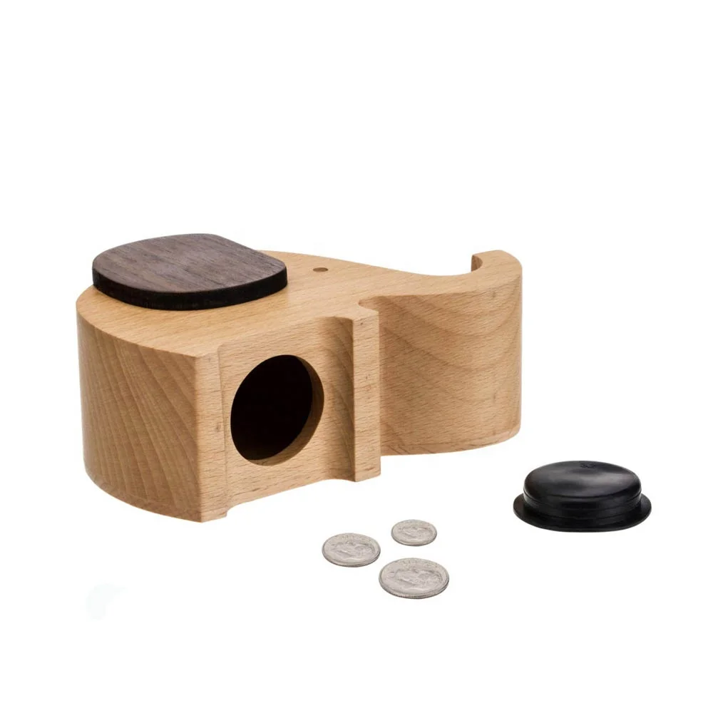 Wholesale Handmade Wood Cute Piggy Bank Coins Mobile Phone Holder Wooden Saving Money Box