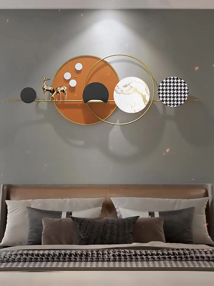 Phuc Loc Nordic living room sofa background wall decoration modern simple dining room mural Metal craft decoration