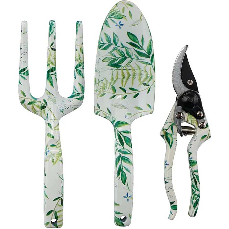 3PCS Heavy Duty Green Garden hand digging Tool Set with Floral Pattern Aluminum popular gardening tool kit girls