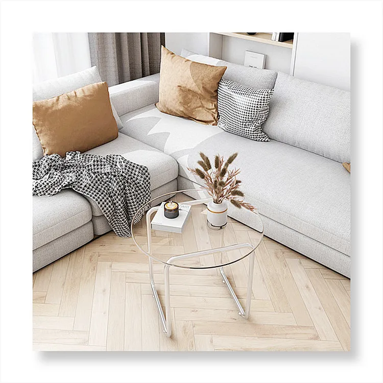 Современный круглый столик для кафе, ресторанный столик, серебристый стеклянный журнальный столик для гостиной