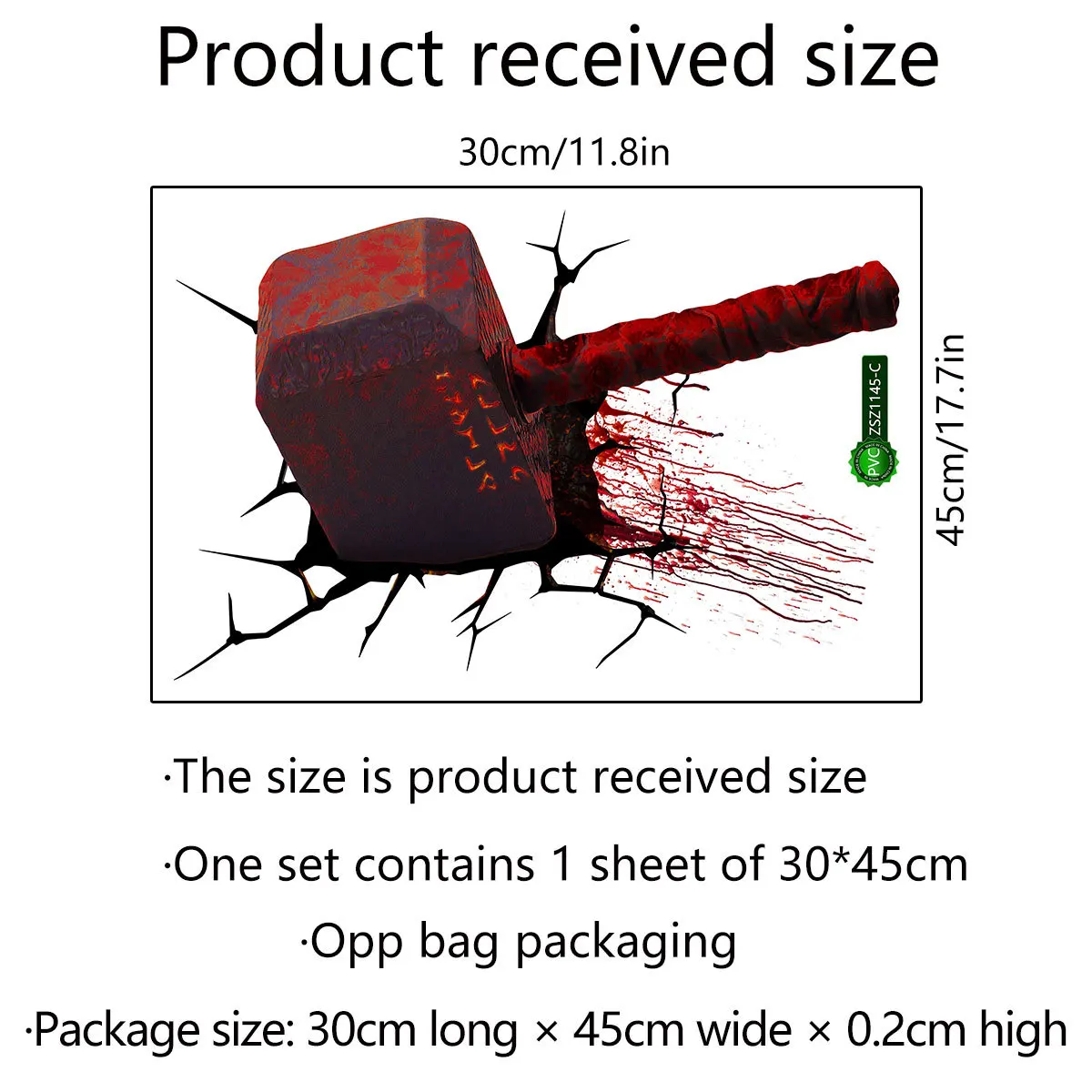 
Halloween gift 3D hammer Halloween decoration living room Halloween Wall Stickers 