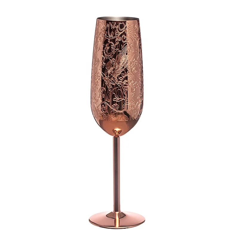 High Quality Wine Glasses Set Luxury Goblet Stainless Steel Champagne Glasses Flutes