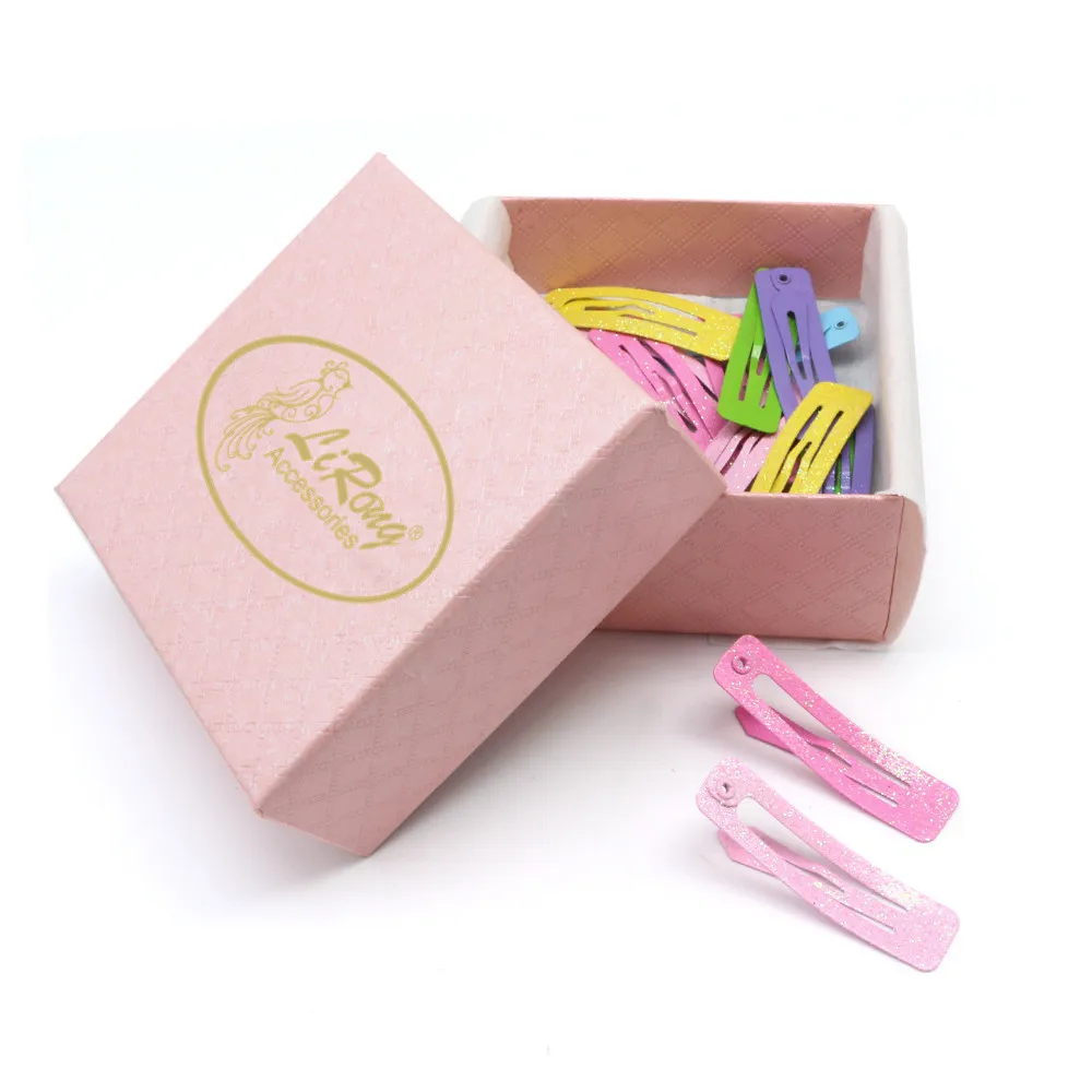 
Lirong 18Pcs Multi-Color With Glitter Rectangle Shaped baby snap clips Metal Hair Clips 4Cm Hair Decoration With Gift Box 