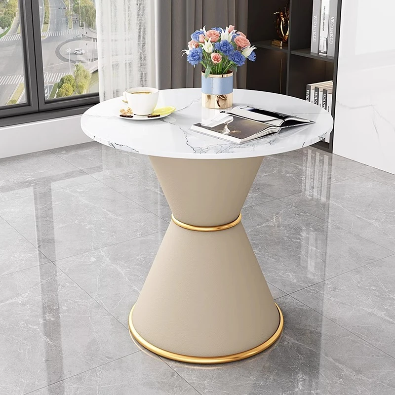 JJ-16 Modern Gold Stainless Steel Leg marble top round living room home furniture luxury side center coffee tea table