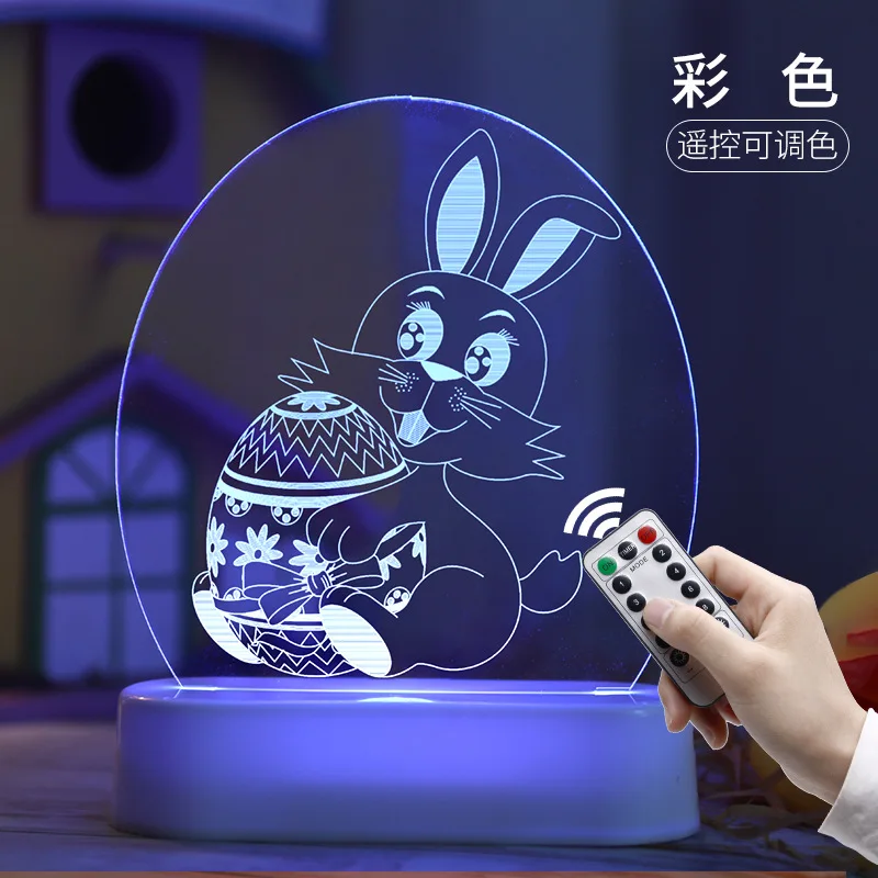 Easter USB Home Decoration Easter Bunny Eggs Decorations 3D  Acrylic Led Night Light