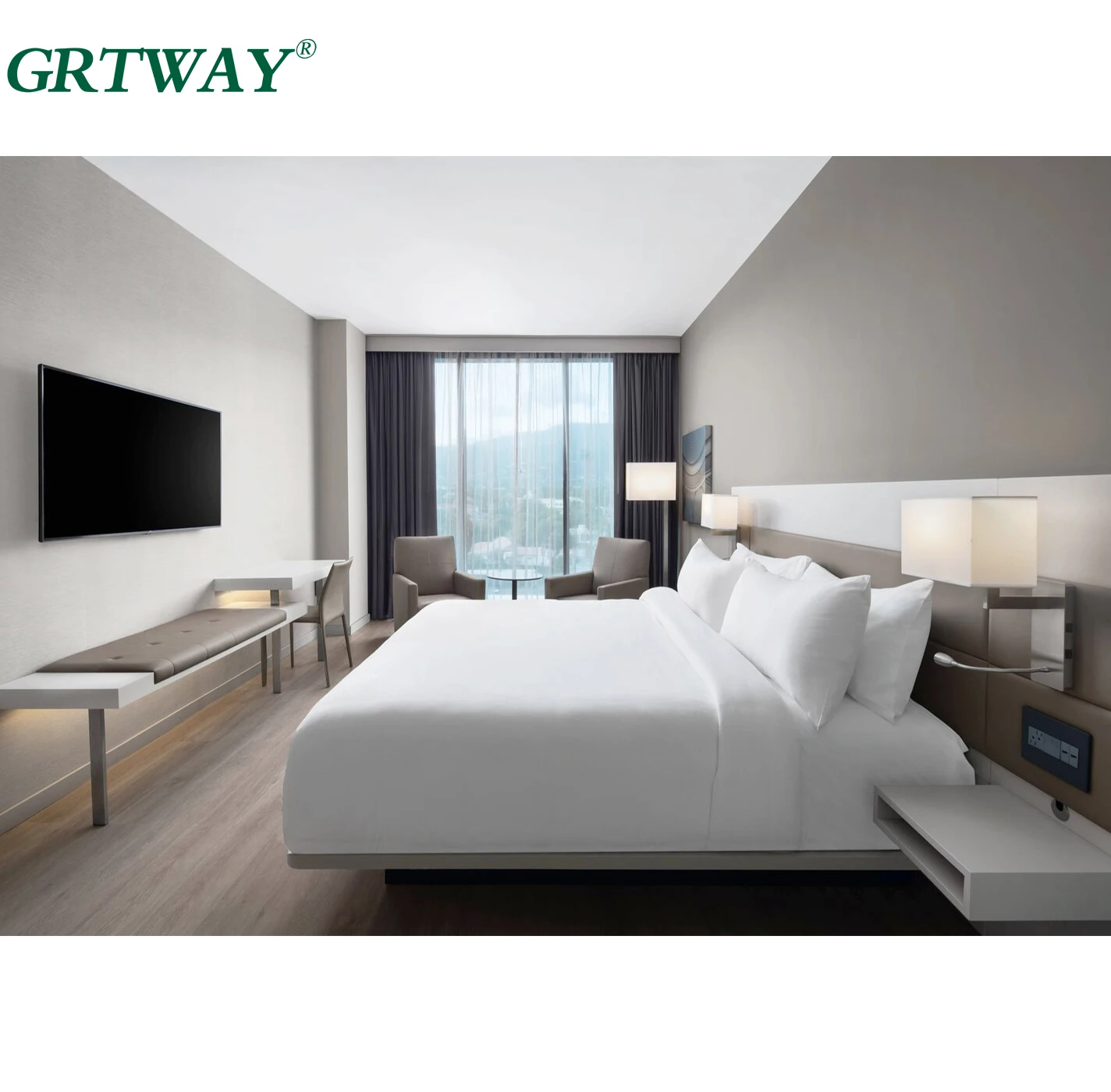 GRT5087 гостиничные спальные гарнитуры мебель для современных коммерческих 5 звезд заводская цена деревянная AC мебель для отеля