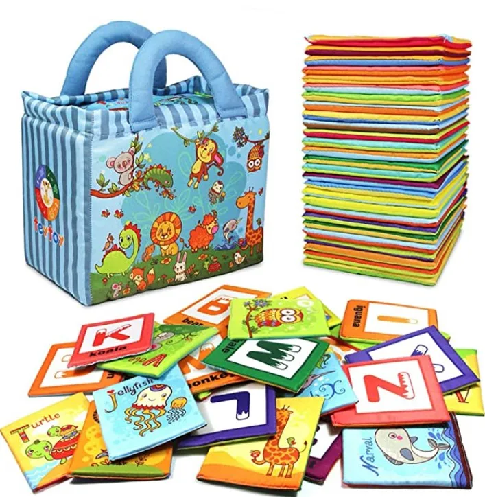 Baby Toy Zoo Series 26pcs Soft Alphabet Cards with Cloth Bag for Over 0 Years- Toddler Learning Educational Toys