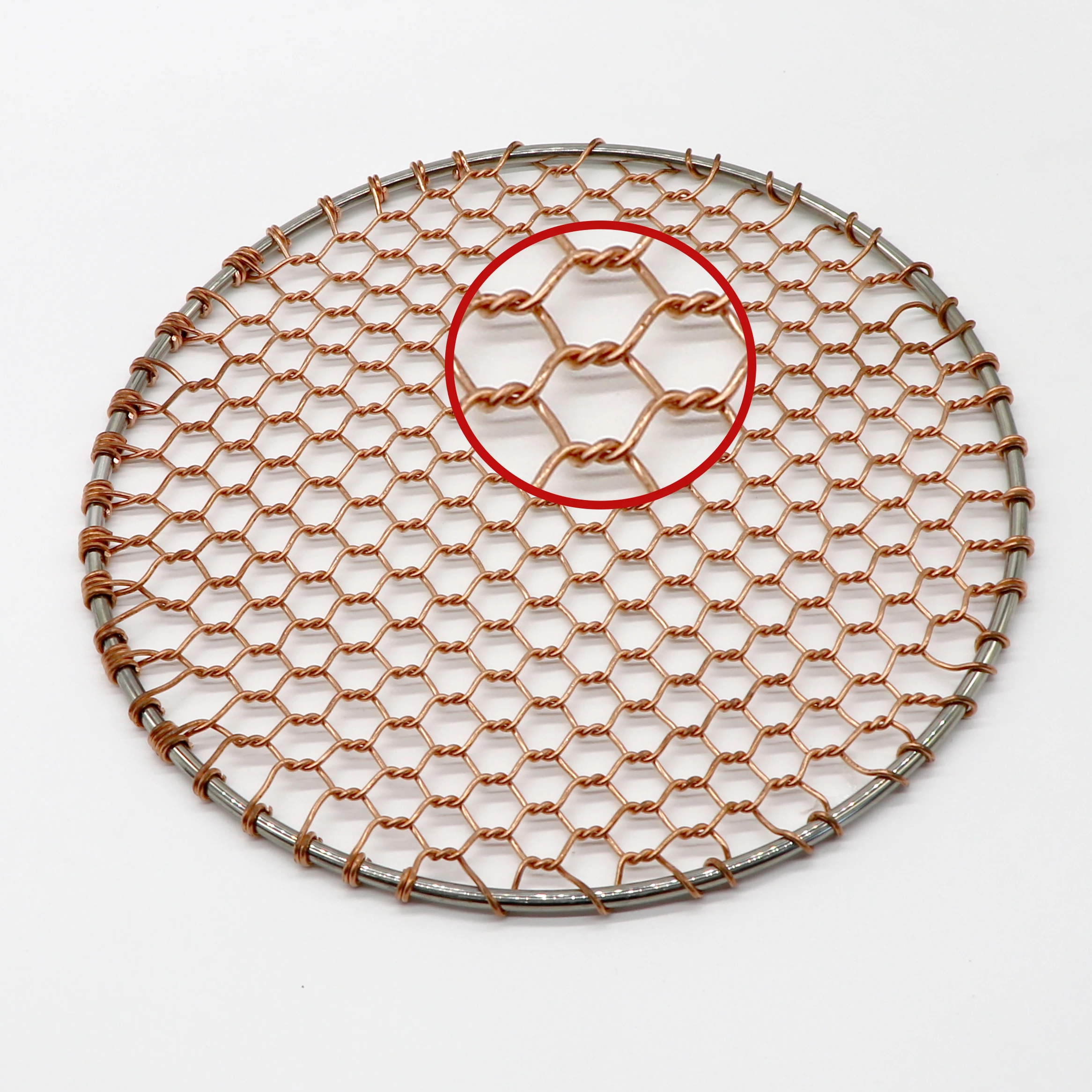 Factory round anti rust and anti-corrosion artificial woven copper barbecue net with diameters of 295 and 330