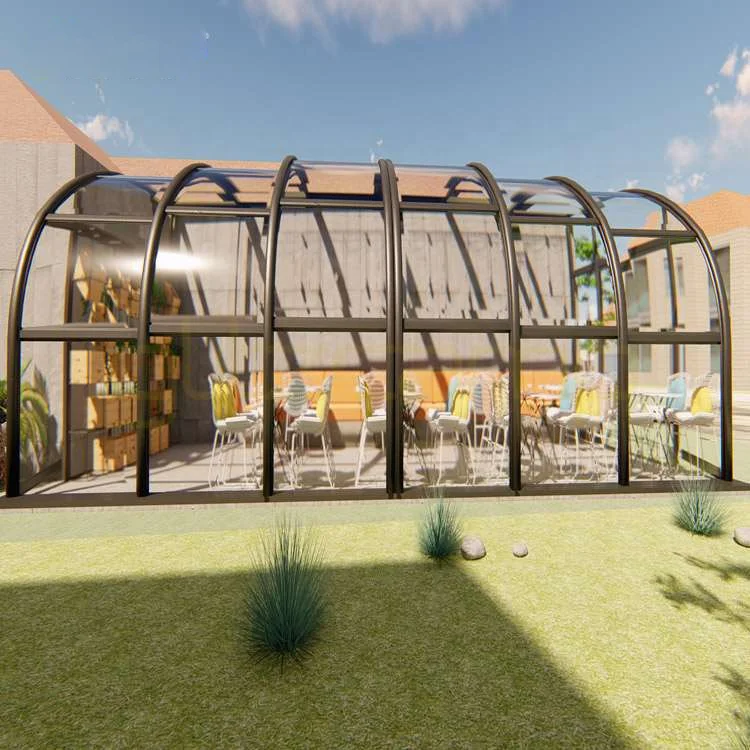 hot sale aluminum house conservatory sun room curved tempered glass house aluminium verandas