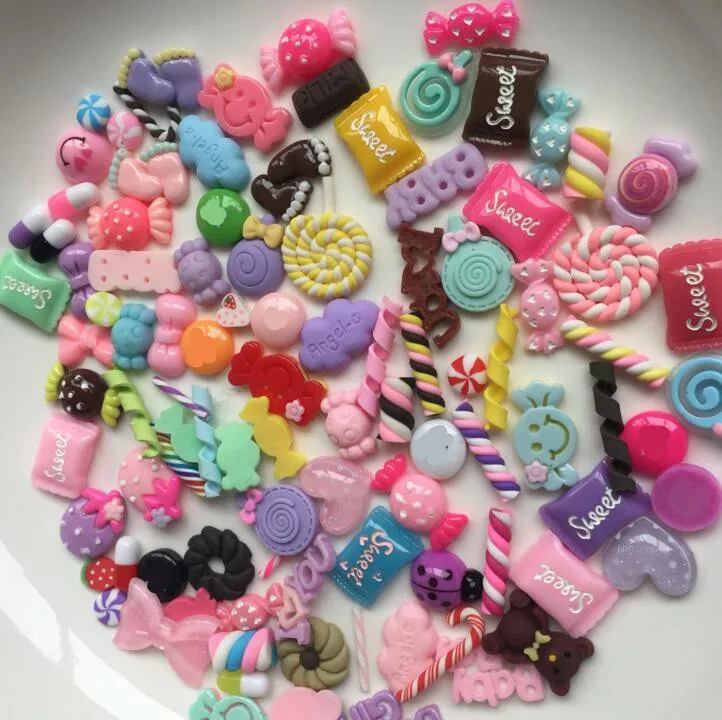 fairy garden dollhouse miniature artificial food resin soft candy heart charms cabochons