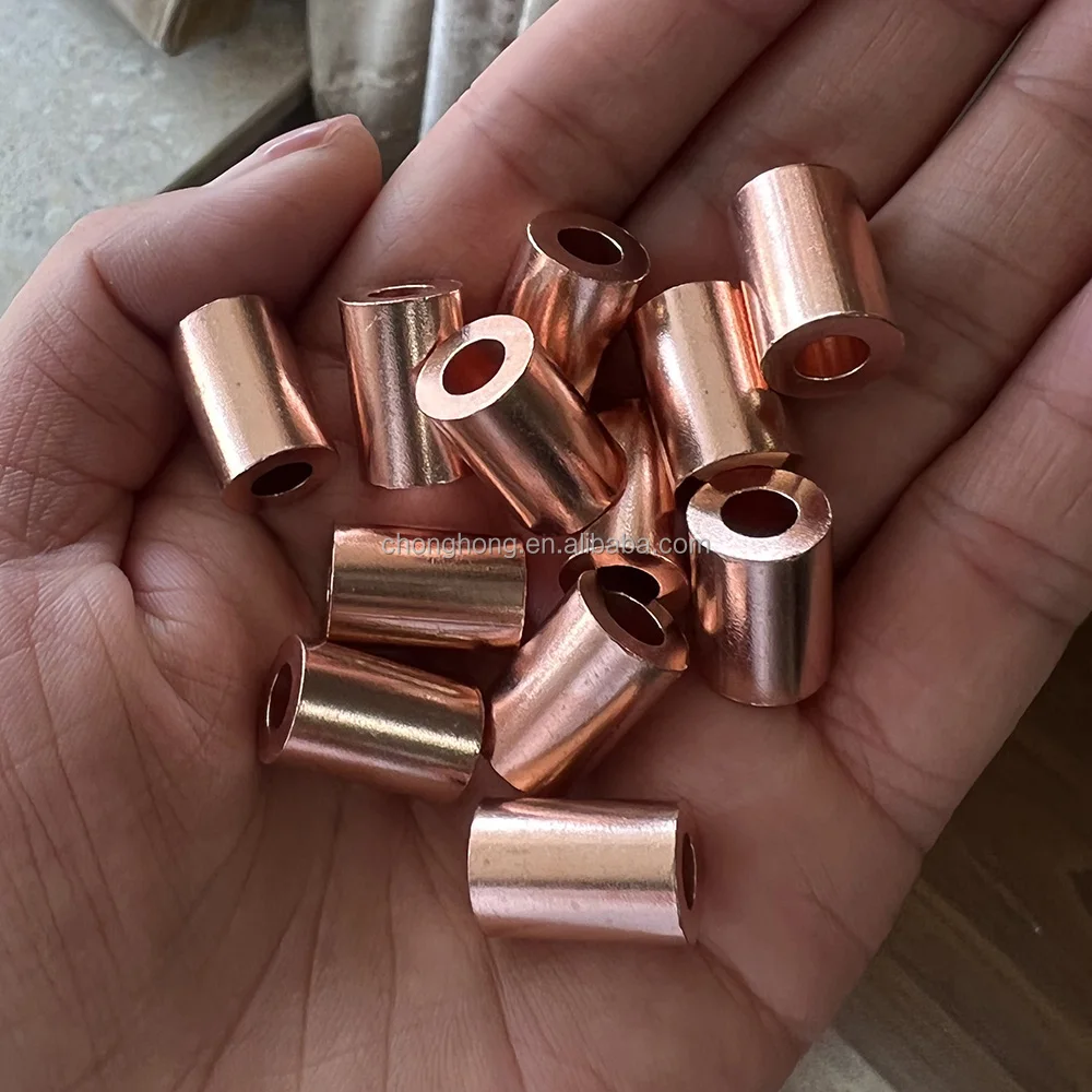 Steel Wire Rope Button Stop Clips Cable Ferrules Copper Sleeve Single Tube Crimp Loops Sleeve Assortment Kit