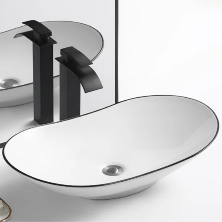 Top quality tabletop lavabo white washbasin hand wash bathroom sink ceramic  art basin