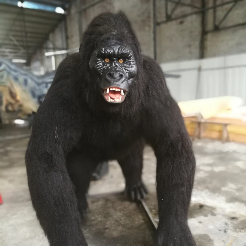 Gorilla Animatronic Statue Simulation King Kong Realistic Decoration Animals Sculpture Amusement Park Theme Park Statue Zoo