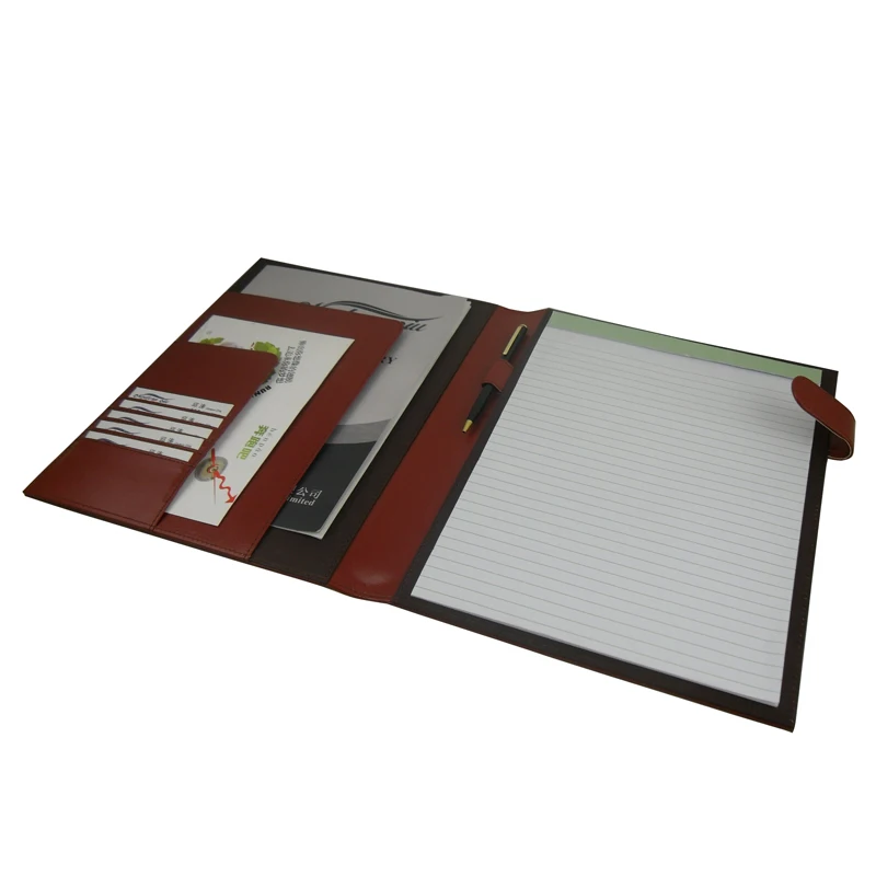 Modernqiu Custom A4 Size Leather File Folder portfolio with calculator cowhide leather padfolio