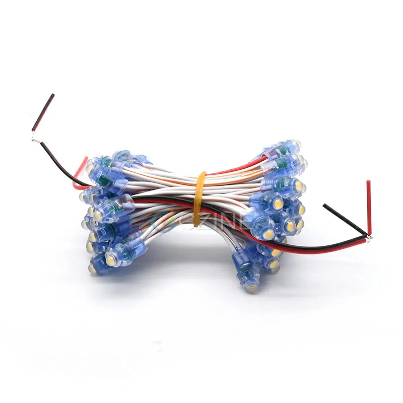 Dc 12 Volt Brightening White Red Blue Green Yellow Single Color String 50pcs 9mm  12v Led Pixel String Lights For Christmas