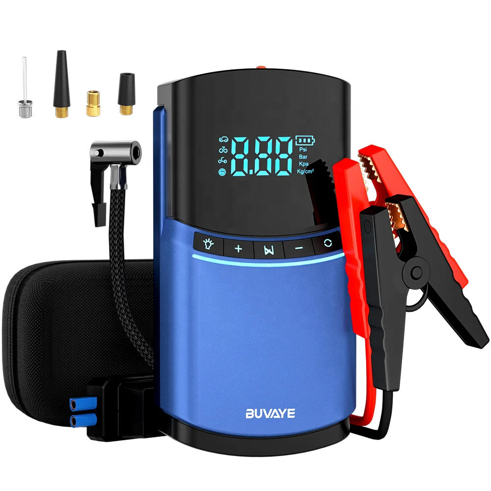 Factory Wholesale 12400MAH Car Jump Starter Power Bank Peak 2000A Portable Air Pump Compressor Jump Starter