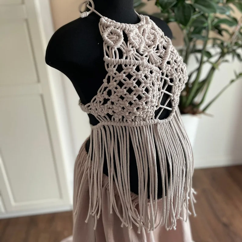 Бохо Горящий Мужской наряд праздничная одежда ручной работы пляжное платье для беременных Платья макраме