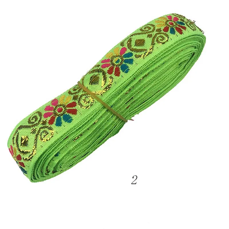 2 cm diy garment sewing material flower jacquard webbing ribbon gold thread sew on dress bags decorative ethnic fabric lace trim