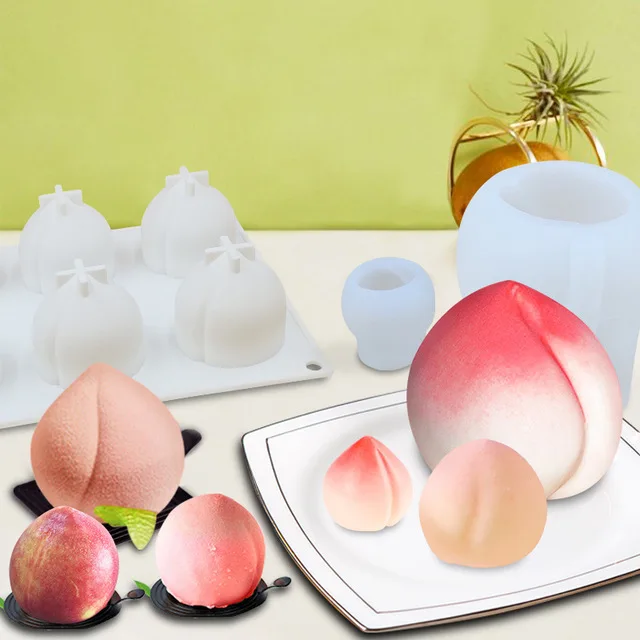 Peach ice cream silicone mold DIY family convenience store peach ice cream popsicle mold  3D peach  Candle moulds
