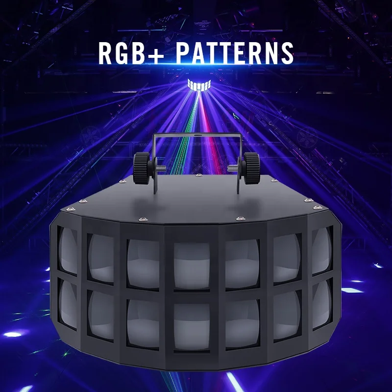 Club Disco Lights Party Stage Effect Rgbw 4in1 Double Layer Butterfly Light Projector 50w Portable Led Beam Derby Light