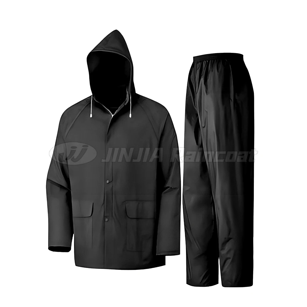 Hot Selling Work Raincoat Yellow Rain Suit Durable Safety Pvc Polyester Rain Suit Heavy Duty Raincoat for Men