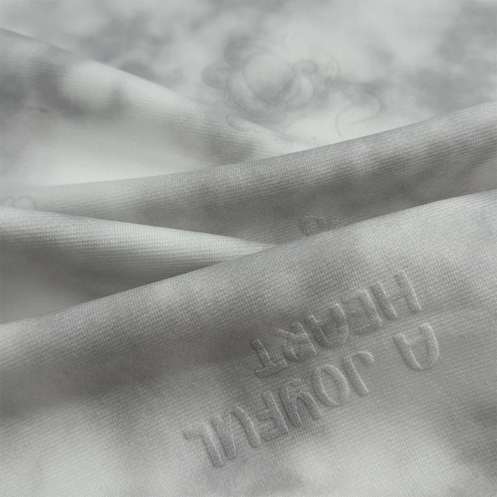 Hot Selling 330gsm Winter Jacket 70% Cotton 30% Polyester CVC Animal Puff Printed Terry Fleece Fabric Knitted Hoodies Garment