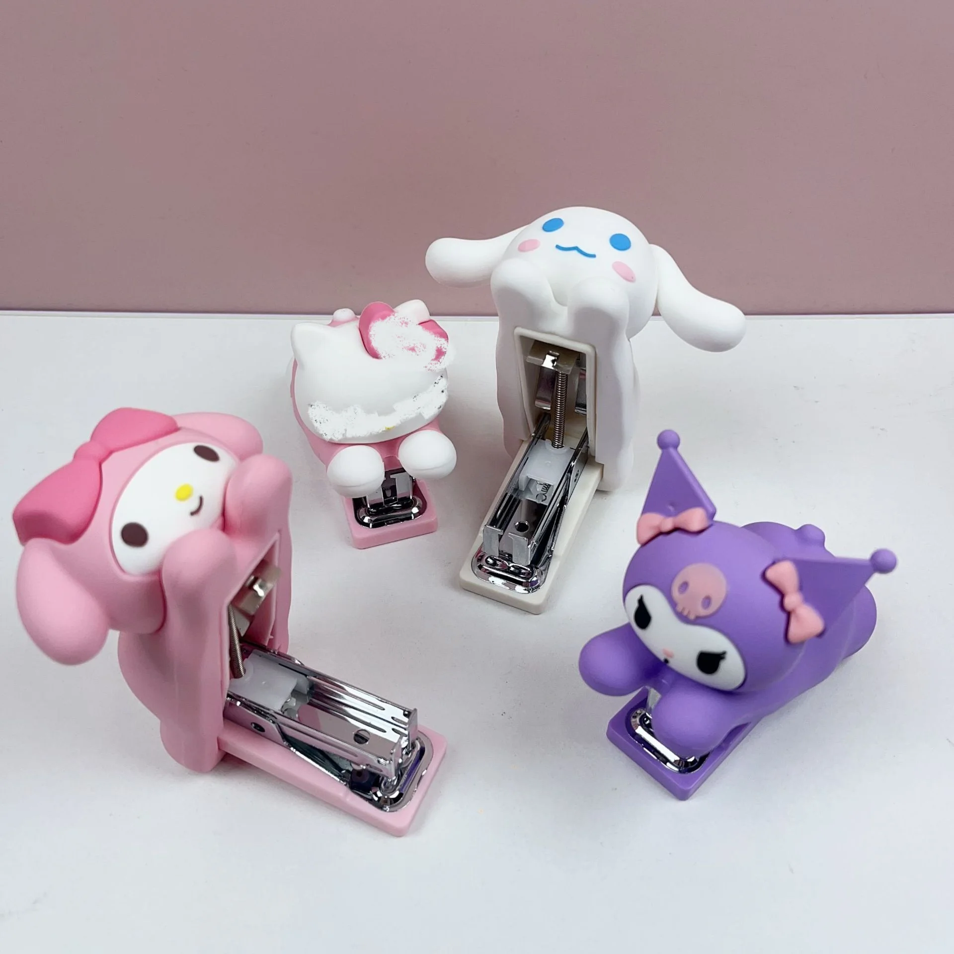 DHF Sanrioed Stapler Staple Kawaii Stationery Students Office Binding Tools Kuromi Cinnamoroll My Melody Kids Girls Gift