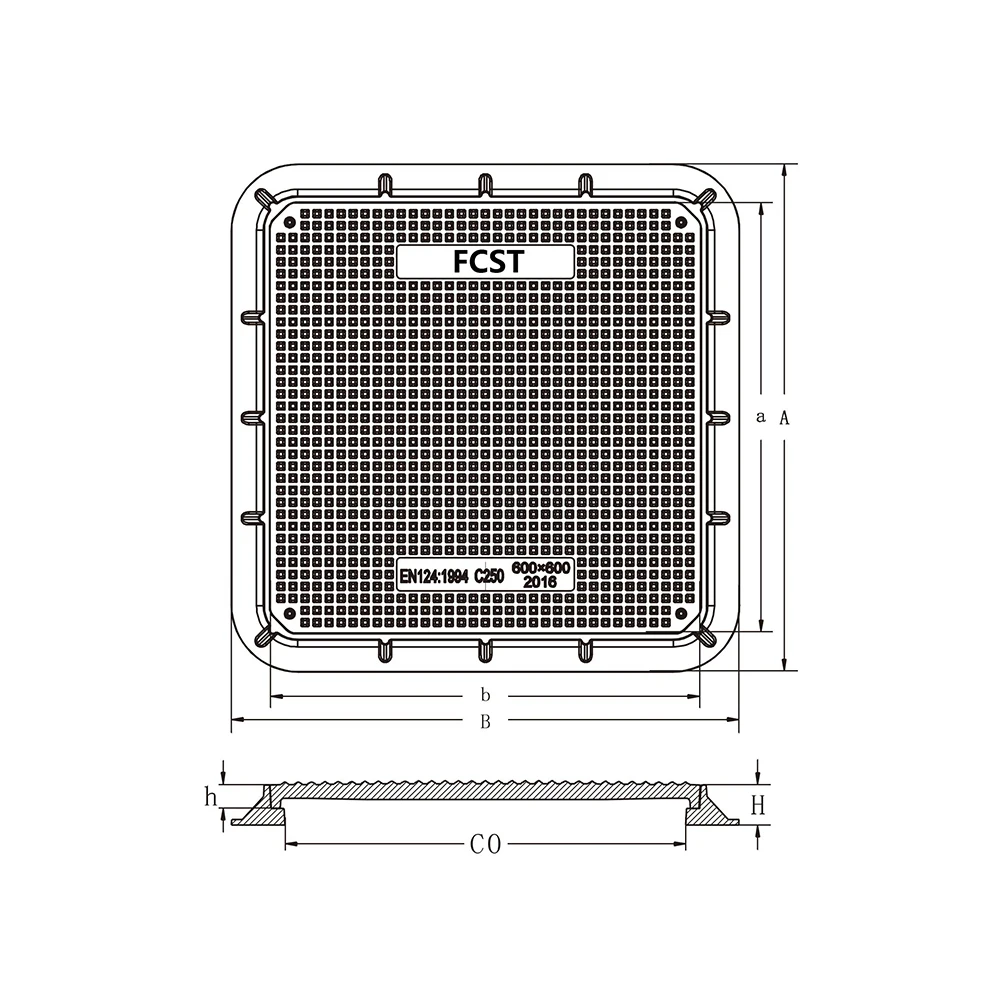 FCST-D400-SMC02 manhole frame and clark drain cover chamber cover price for sale