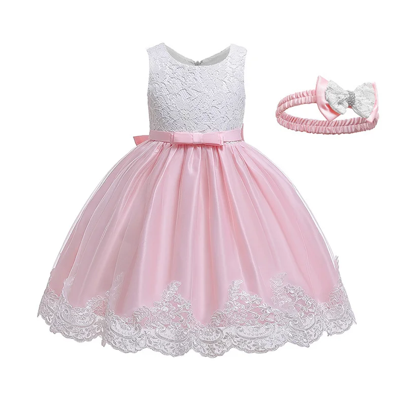 XQM Summer New Princess Dress Baby Lace Dress Children Cute Slim Birthday Party Evening Dress