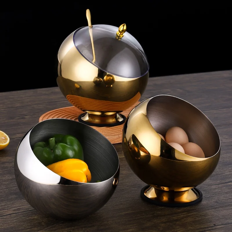 Stainless Steel Self-Service Tableware Hot Pot Restaurants Commercial Oblique Sauce Circular Bowl Spicy with transparent Lid