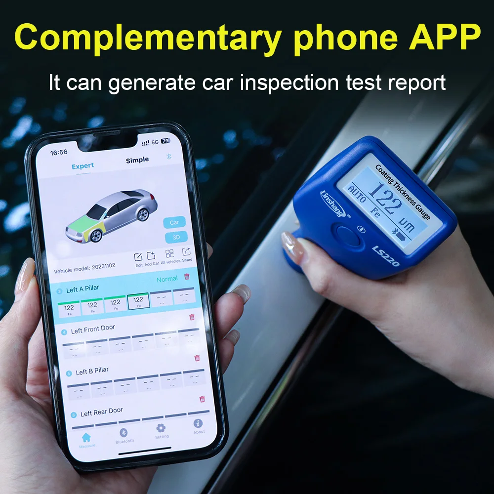 LS220 0-3500um ruby tip probe High precision Coating Thickness Gauge Plastic Gauges Thickness Gauge Paint Thickness Tester