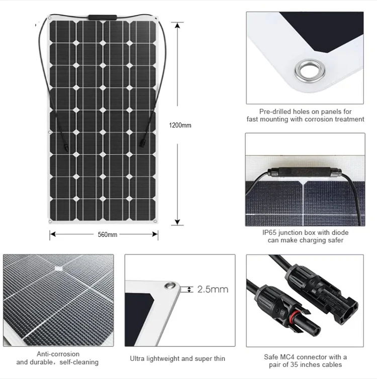 120 Вт 150 180 200 260 Гибкие портативные панели Etfe сгибаемые с кабелями Fotovoltaicos Pv оптовая продажа Китай