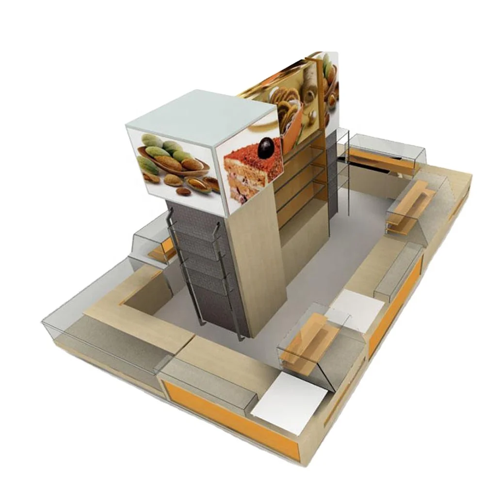 Hottest Style Food Kiosk Wood Bakery Food Cart Newest Fashion Design Bakery Showcase Display
